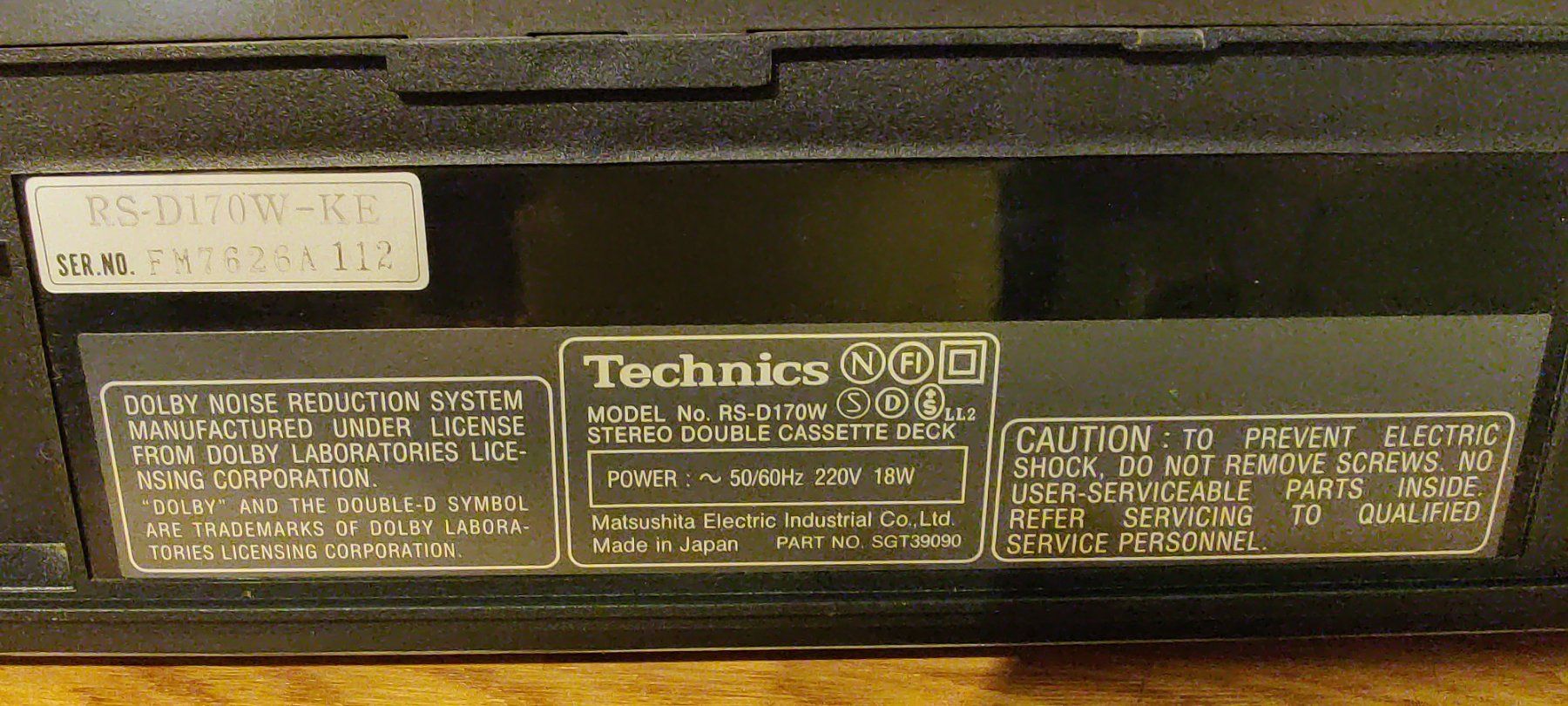 Kompaktkassetten: Technics Doppel-Tape RS-D170W – Gebraucht aus Dürnten von speakerman 5