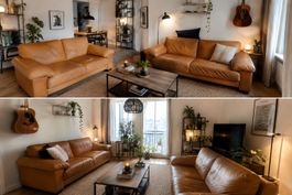 Ledersofas 2er & 3er – cognac – auch einzeln