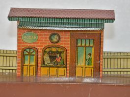 URURALTER BING H0 BLECH-BAHNHOF RÜCKWAND OFFEN ANTIK 1915