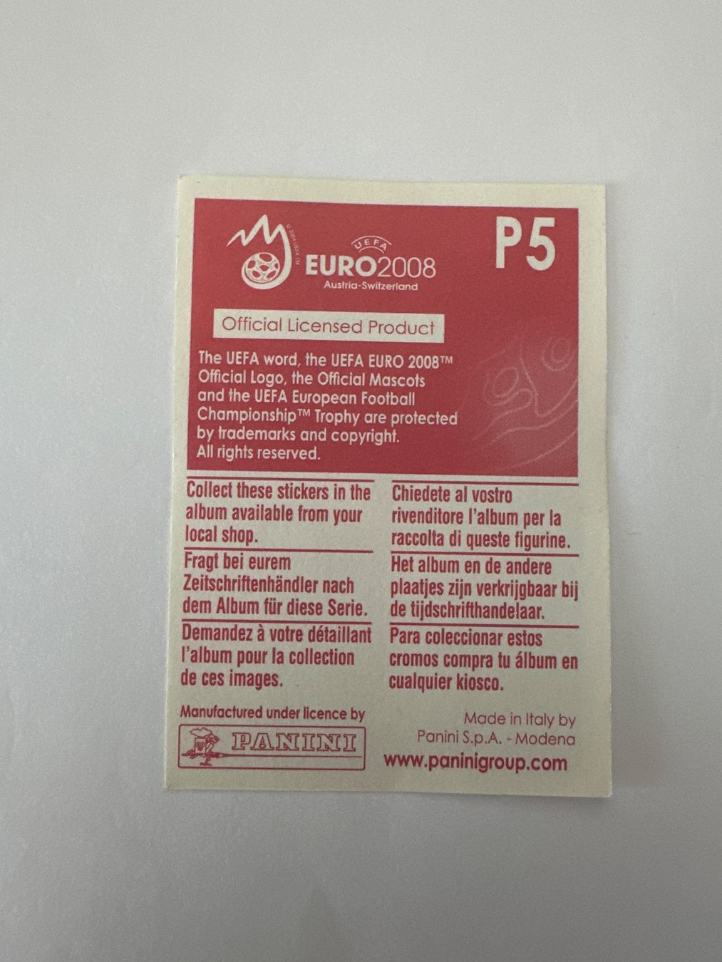 Panini Carte collezionabili: Panini UEFA EM 2008 Sticker - P5 Alexander Frei – Usato da Sulz AG venduto da DealWerk 1