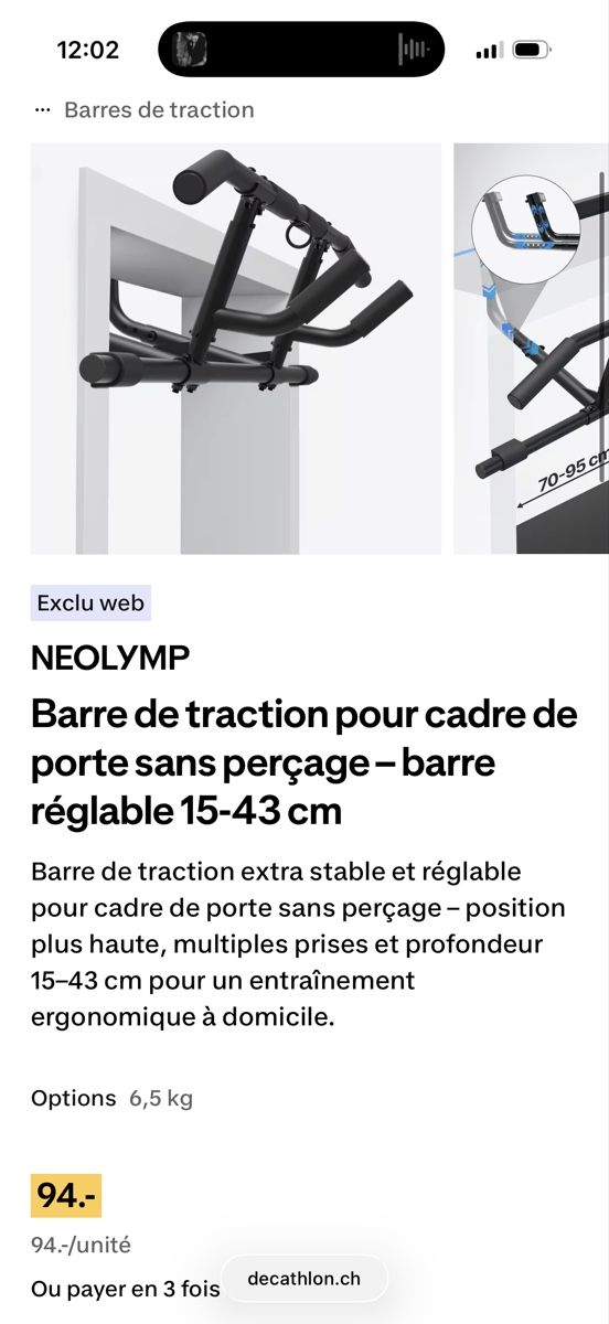Decathlon Hometrainer: Barre de traction – Nuovo e nell'imballaggio originale da Genève venduto da eva_mx8q 4