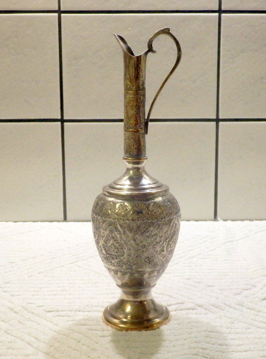 Caraffe: Wasserkrug, persisch, ziseliert, Metall versilbert, 24.5cm H – Usato da Ueberstorf venduto da dinbau 6