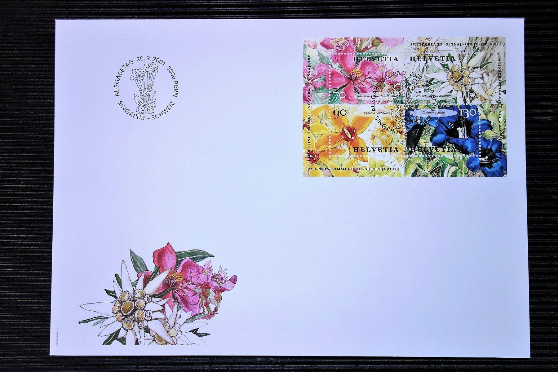 Tutti i francobolli: 2001 FDC Singapur - Schweiz Blumen – Nuovo (secondo la descrizione) da Mettmenstetten venduto da Sutasso