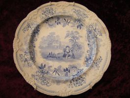 Magnifique assiette "Rural scenery" de Davenport et support