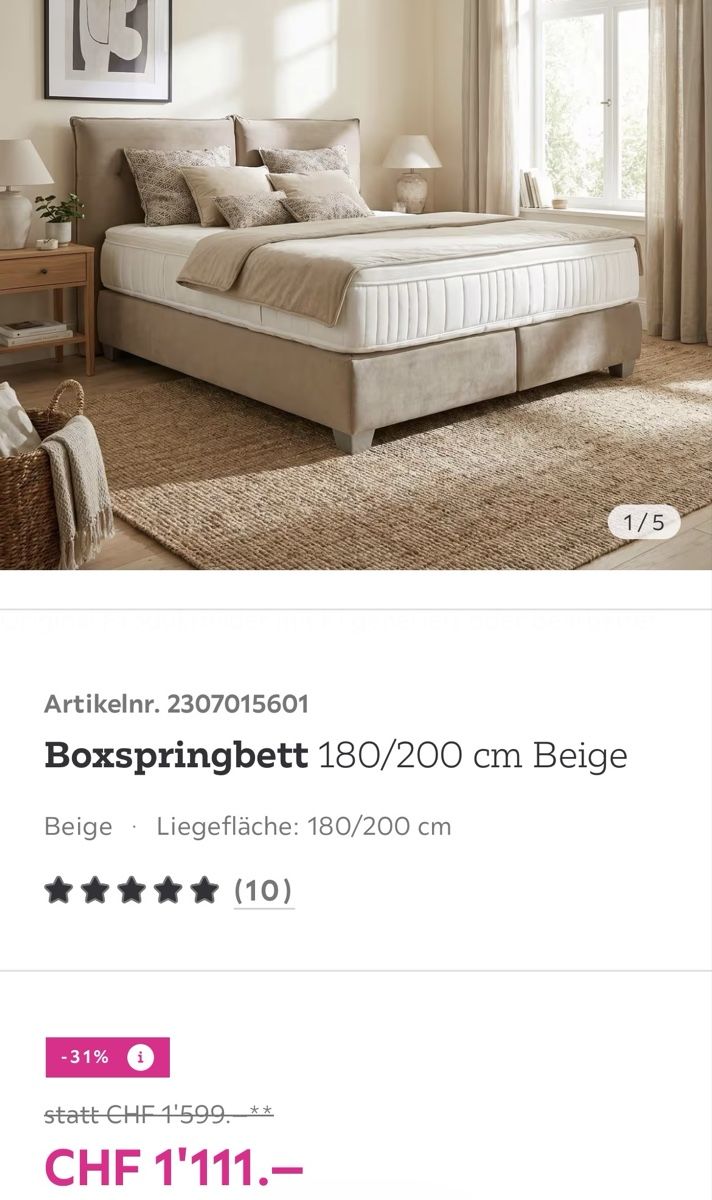 Mömax Letti: Boxspringbett – Usato da Triengen venduto da arb_lsx7