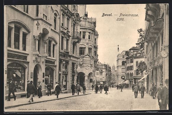 Cartoline postali: Basel, Ortspartie an der Freienstrasse – Usato da Berlin venduto da bartko-reher
