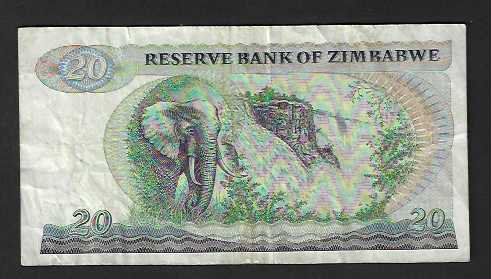 Banknoten: Zimbabwe  -  20  Dollars   Gebraucht – Gebraucht aus Gordola von coinsandnotes