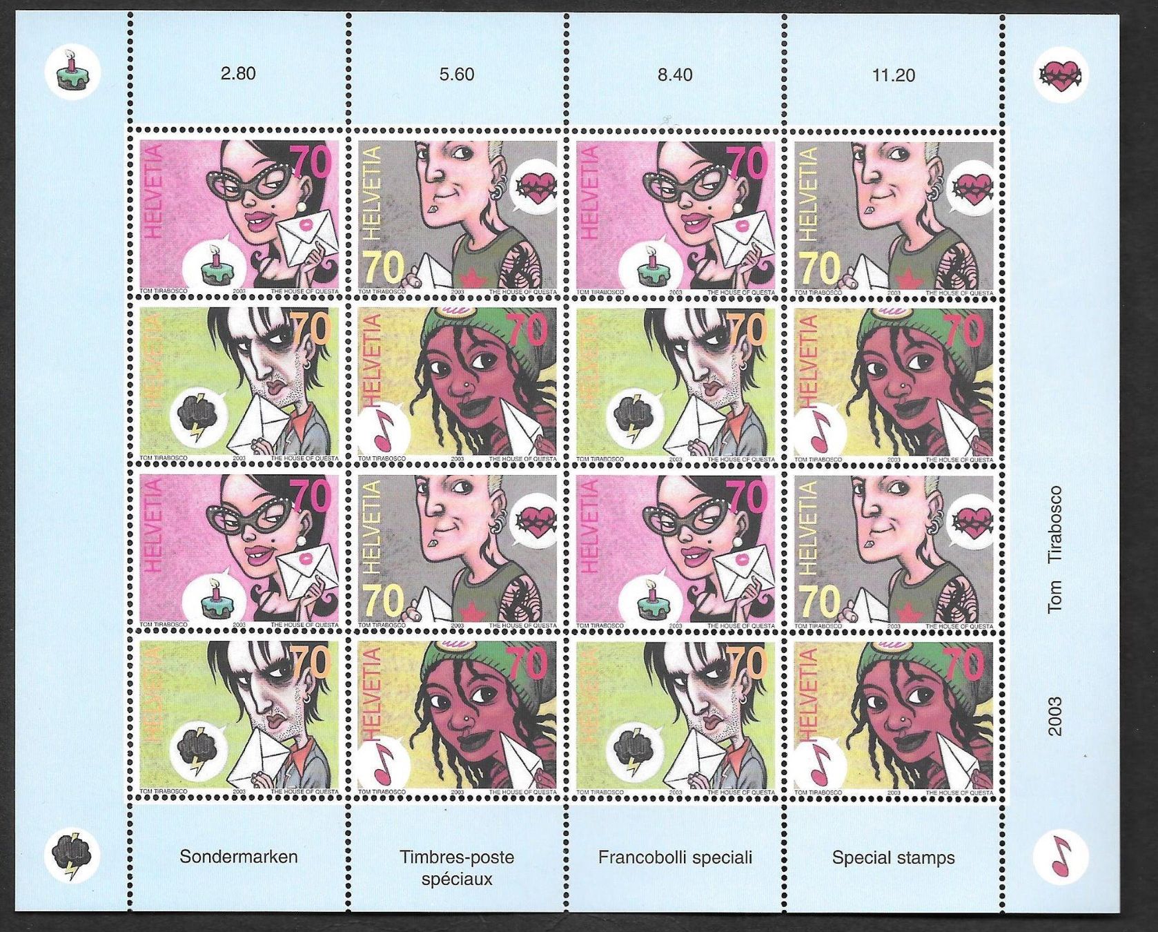 Tutti i francobolli: Kleinbogen OZ 148 Comics ** 8.5.2003 – Nuovo (secondo la descrizione) da Olten venduto da clotaldi