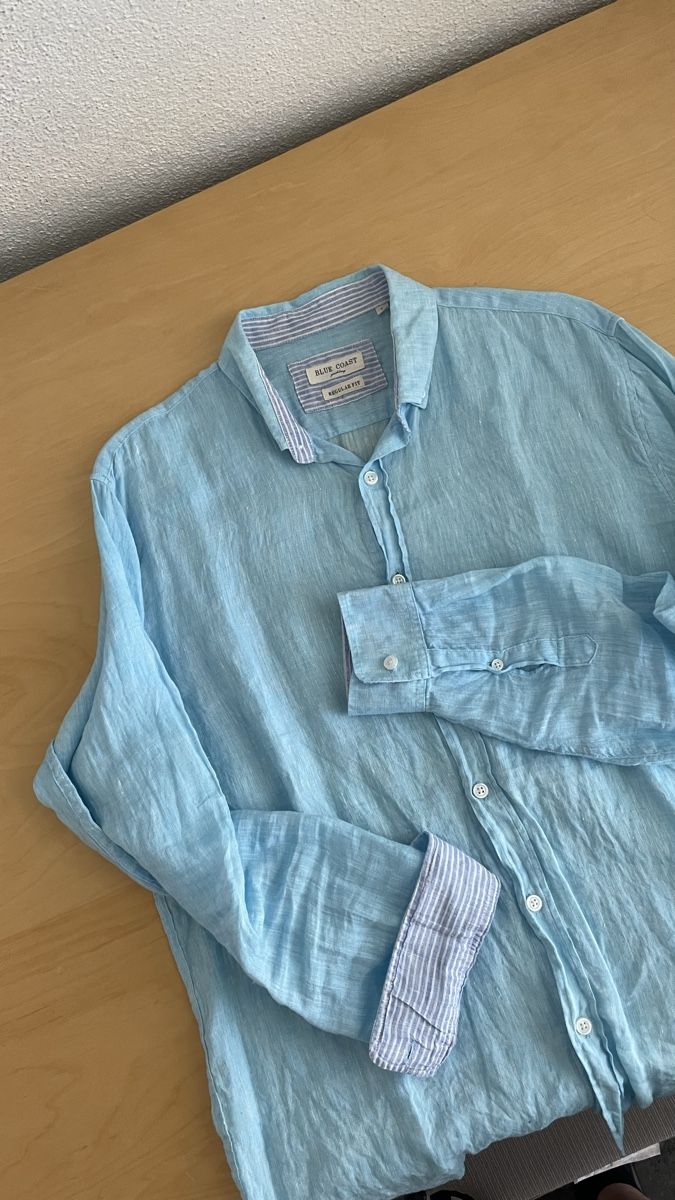 Camicie: Leinenhemd Herrenhemd Hellblau L – Usato da Unterägeri venduto da Sebi_82773 3