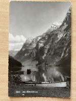 Alte Postkarte am Klöntalersee 1947, Glarus, See, Schiff