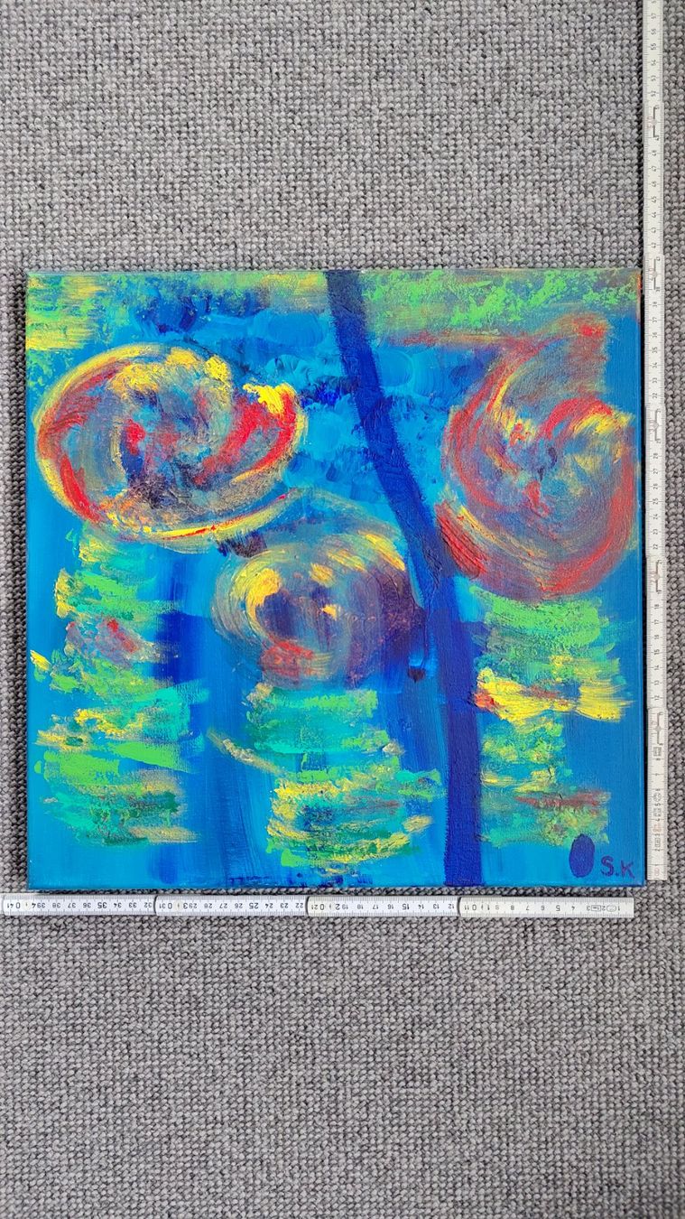 Dipinti: 2x Abstraktes Acrylbild, handgemalt 40x40cm – Usato da Ballwil venduto da bom_ar 2
