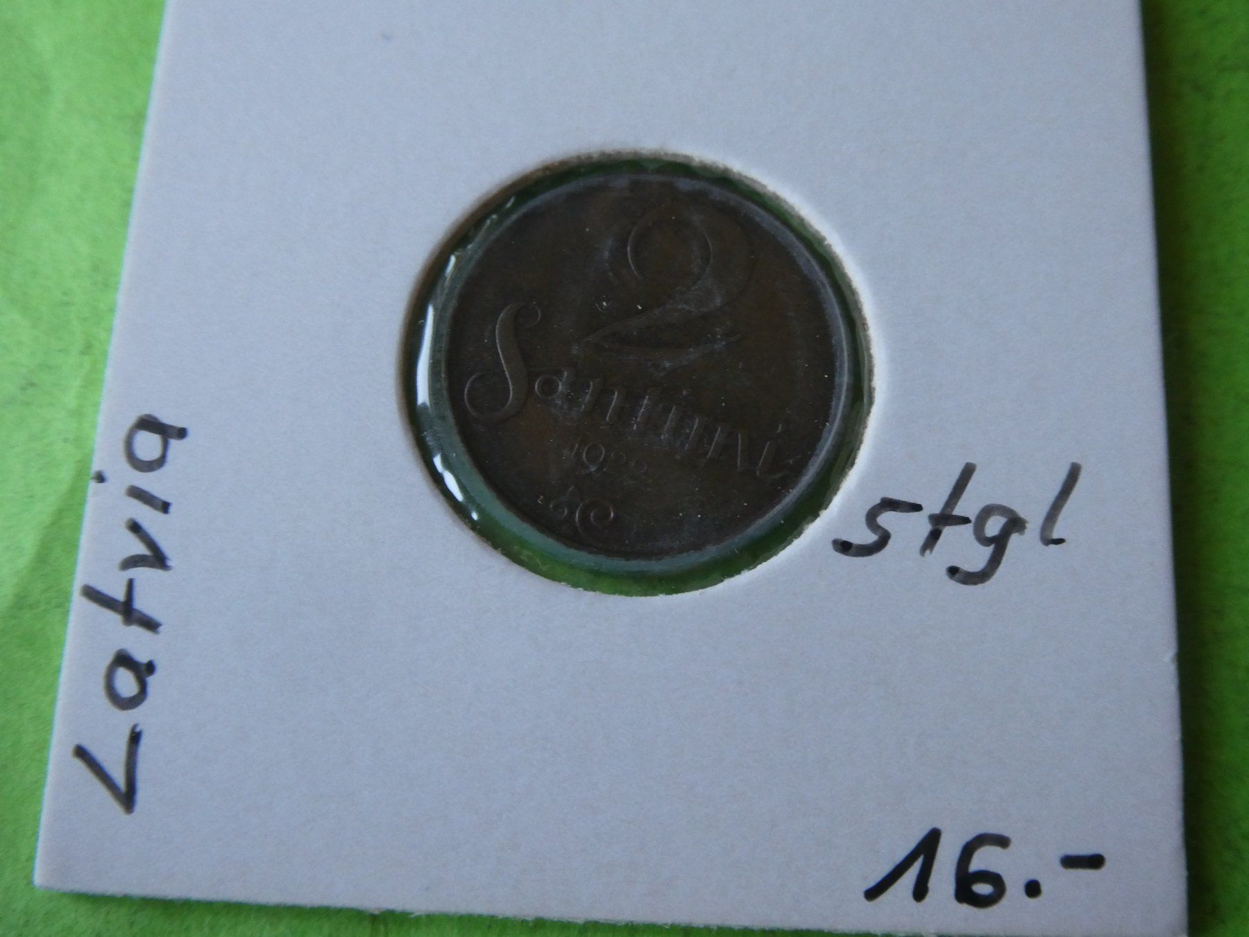 Tutti le monete: Lettland 1922, 2 Santim   stgl – Usato da Hinterforst venduto da Rohusri