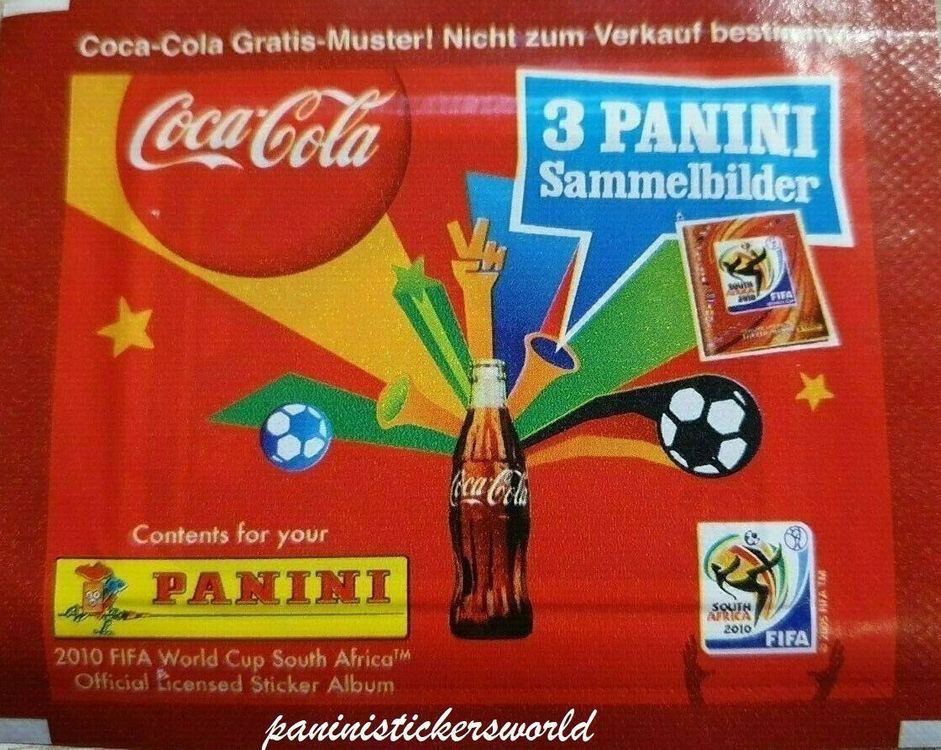 Panini WC WM 2010 South Africa – 1 x Tüte packet COCA COLA SOUTH AMERICA RARE