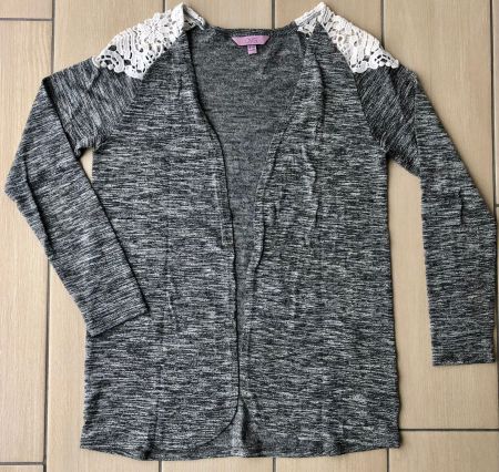 Gilet fille OVS, gris et dentelle 140