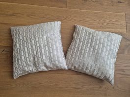 2x Zierkissen beige/gold 40 x 40 cm