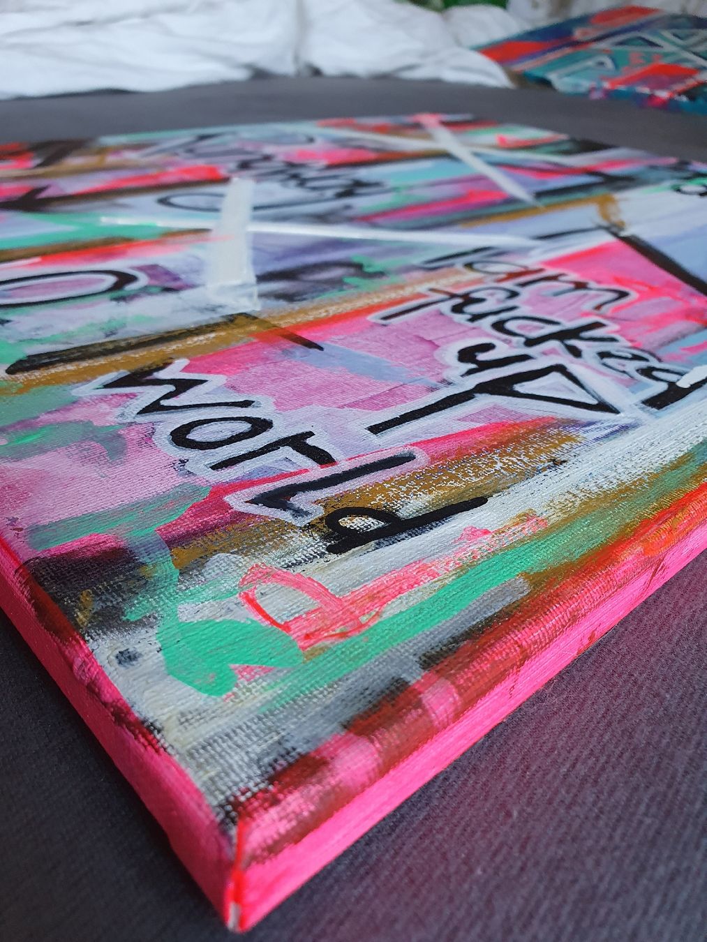 Dipinti: Gemälde Graffiti Stil bunte Leinwand 50x40cm Unikat – Nuovo (secondo la descrizione) da Wimmis venduto da hel_m26m 3