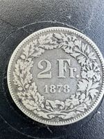 2 Fr. Helvetia 1878 Silber Münze Zustand Gut