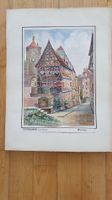 Aquarell Rothenburg ob der Tauber, signiert K.W.