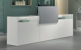 Laden Glas Theke, ESG, LED,Weiss, (B.270xT.50cmxH.90/120cm)