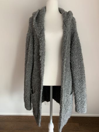 GEORGE LOVE gilet long à capuche, style laine bouclée M