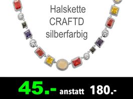 🟢 Edelstein-Halskette CRAFTD silberfarbig 50cm /850Z