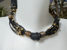 Vintage-Ledercollier mit Metallakzenten