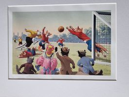 DER FRÖHLICHE KATZENSPORT BILD MONTIERT AUF PASSEPARTOUT