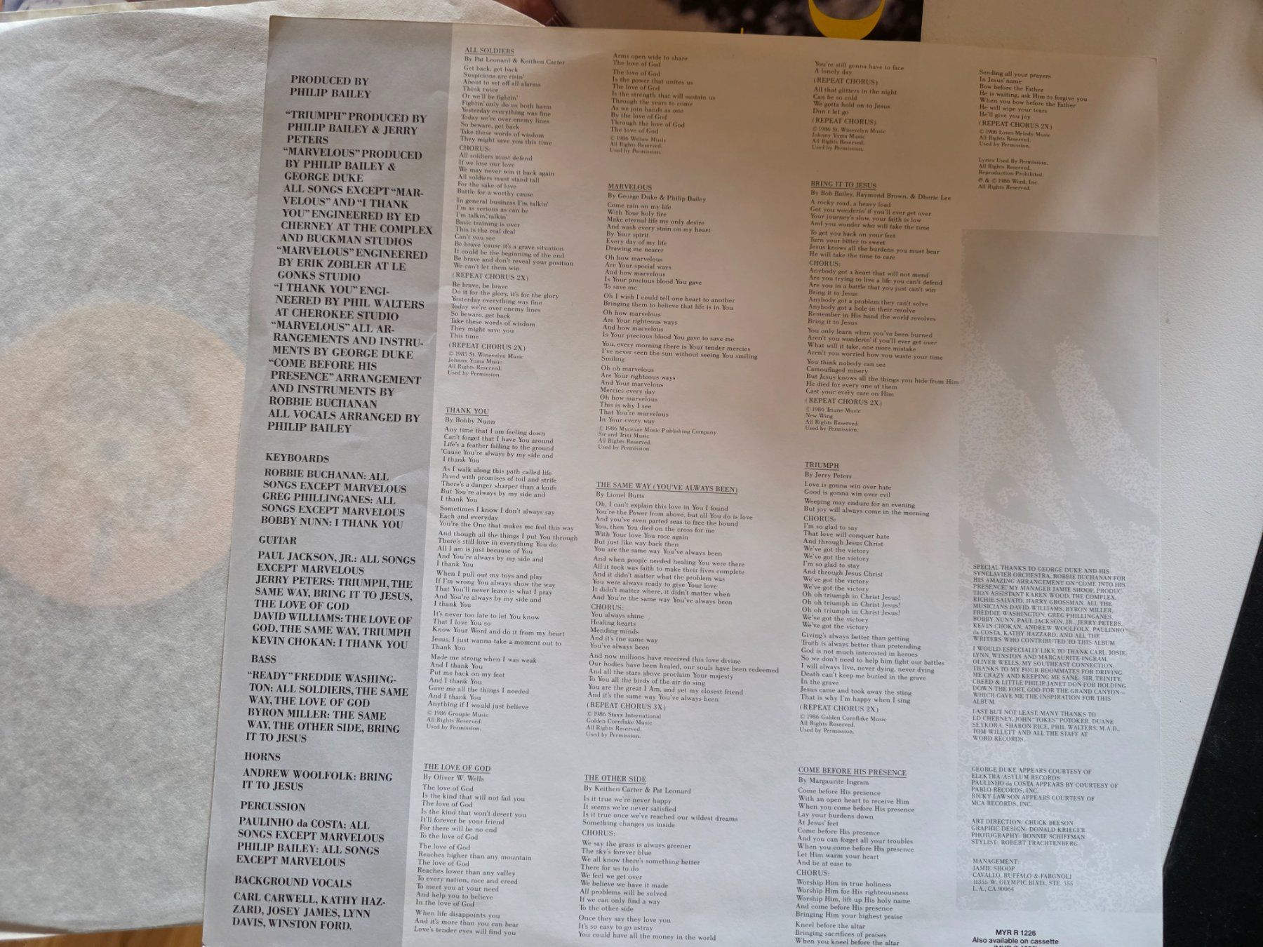 Dischi in vinile: LP: Philip Bailey - Triumph - Myrr 1226 - 1986 – Usato da Walterswil BE venduto da Lonitti 6