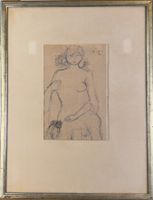 Adolf Herbst Zeichnung signiert Akt Frau