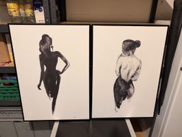 Gerahmtes Bild Damen Motiv 80x52cm guter Zustand
