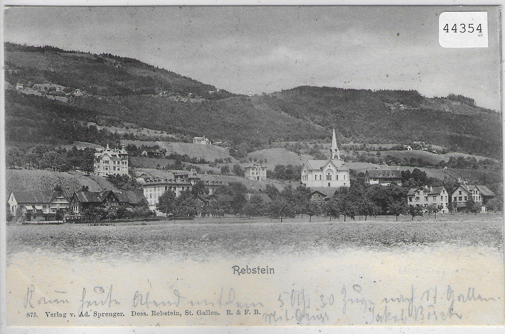 Ansichtskarten: Rebstein - Generalansicht 1902 – Gebraucht aus Ettingen von Kartenplanet