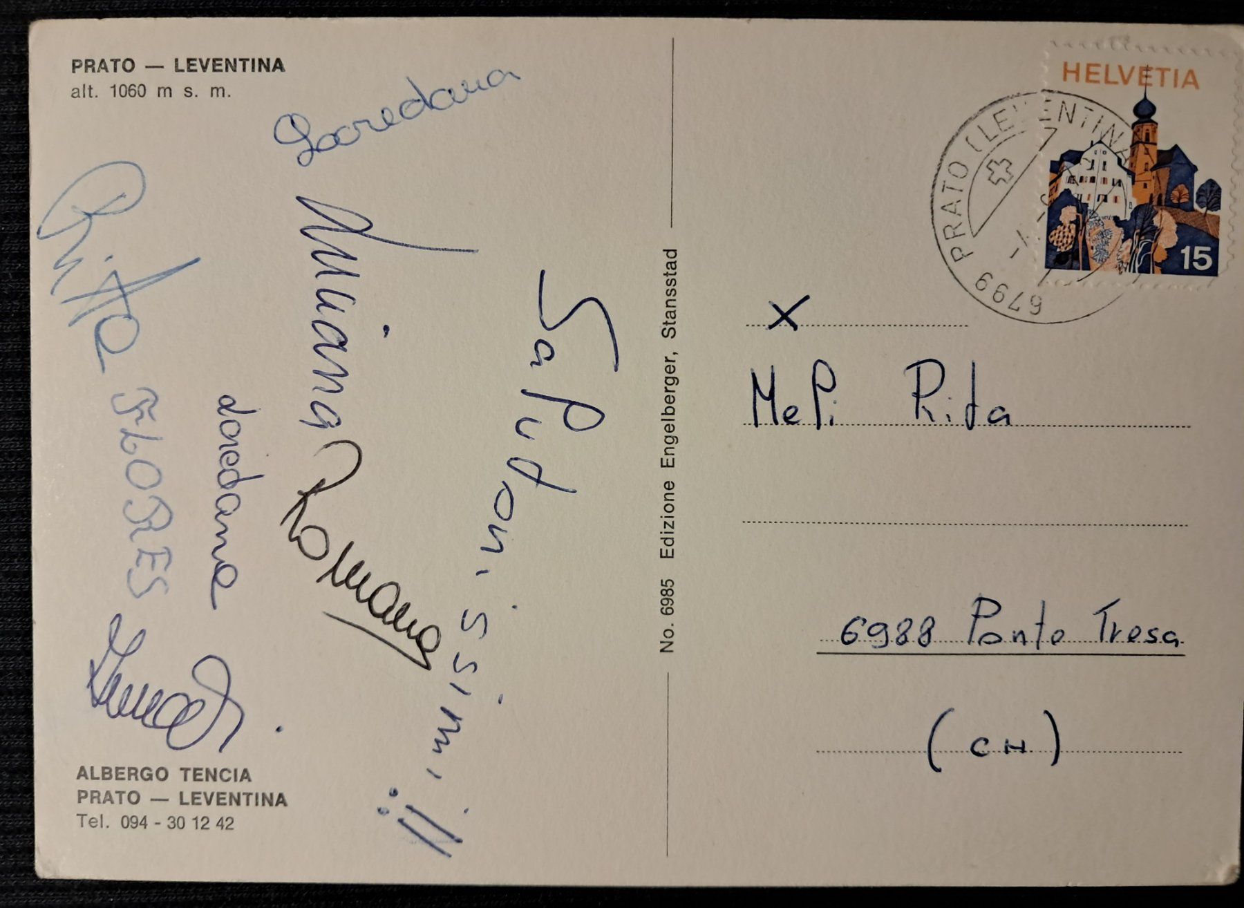 Ansichtskarten: PRATO LEVENTINA 1973 – Gebraucht aus Ponto Valentino von giorgia06 1