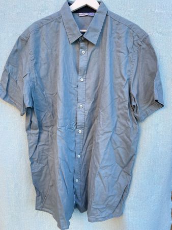 LIVERGY Kurzarm Hemd Herren Gr. 45/46 55% Leinen