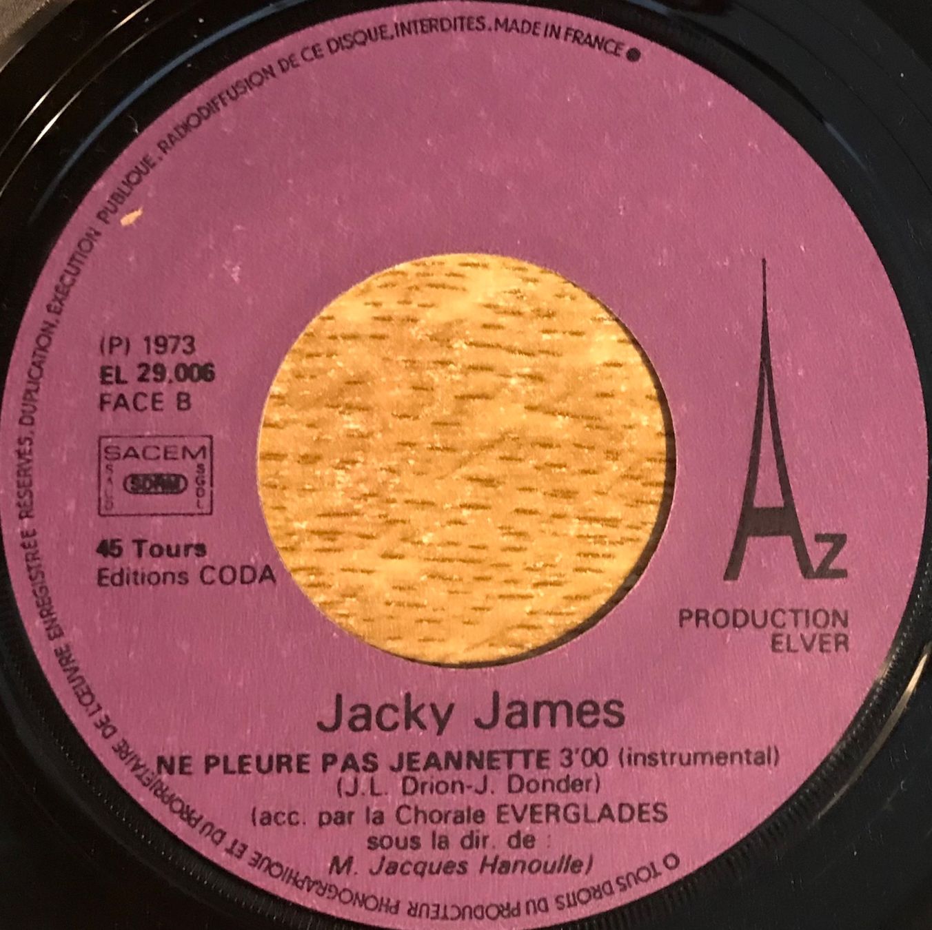 Dischi in vinile: JACKY JAMES - NE PLEURE PAS JEANNETTE... – Usato da Bussigny venduto da vinyl-pas-cher 2