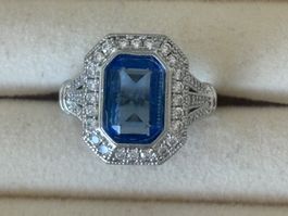 Luxus Elegante Gr.19/9 Ring Farbe: Silber /blau