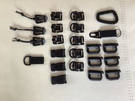 Sangle, clips et boucles de sac à dos/de randonnée, noir