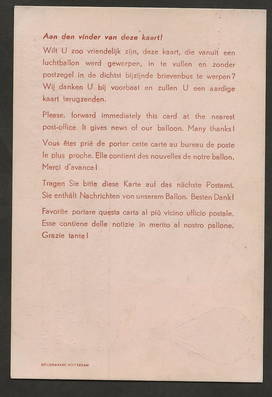 Tutti i francobolli: Ballon 1947 Niederlande  Luftpost – Usato da Au ZH venduto da xelagreb01 1