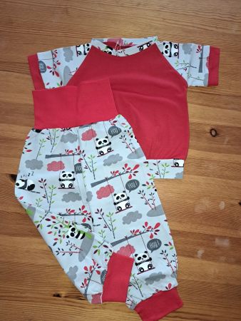 Kinder Set Panda Rot/Weiss Grösse 80 neu
