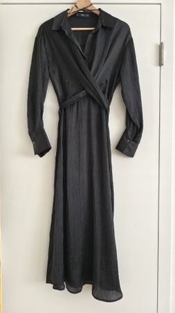 Elegant black Maxi shirt dress, size XS,mango