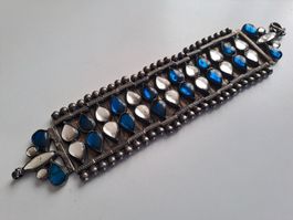 BRACELET ANCIEN  RAJASTHAN , ARGENT ET VERRE