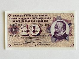 10 Franken CH BANKNOTE 1972, Serie 80 B Sammlerstück, UNZ.