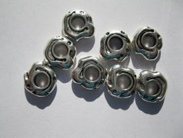 10 Metallperlen, Grosslochperle freeform, 14mm