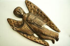 Max Hunziker Engel Wandrelief Bronze Schweiz 26cm