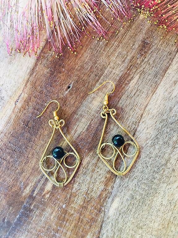 Ohrringe & -stecker: Messing Ohrhänger mit schwarzem Onyx - boho- gipsy- ethnic – Gebraucht aus Oberwil b. Zug von Temuera 2