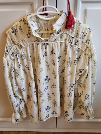 Bash Paris Bluse, Weiss/Blumig, Grösse 0,  oversized, Neu 44