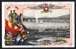 Geneve, Ortsansicht, Hafen mit Dampfer, 