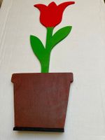 Frühlingsdeko, Tulpe, mit Topf bemalt, Deko, Holz