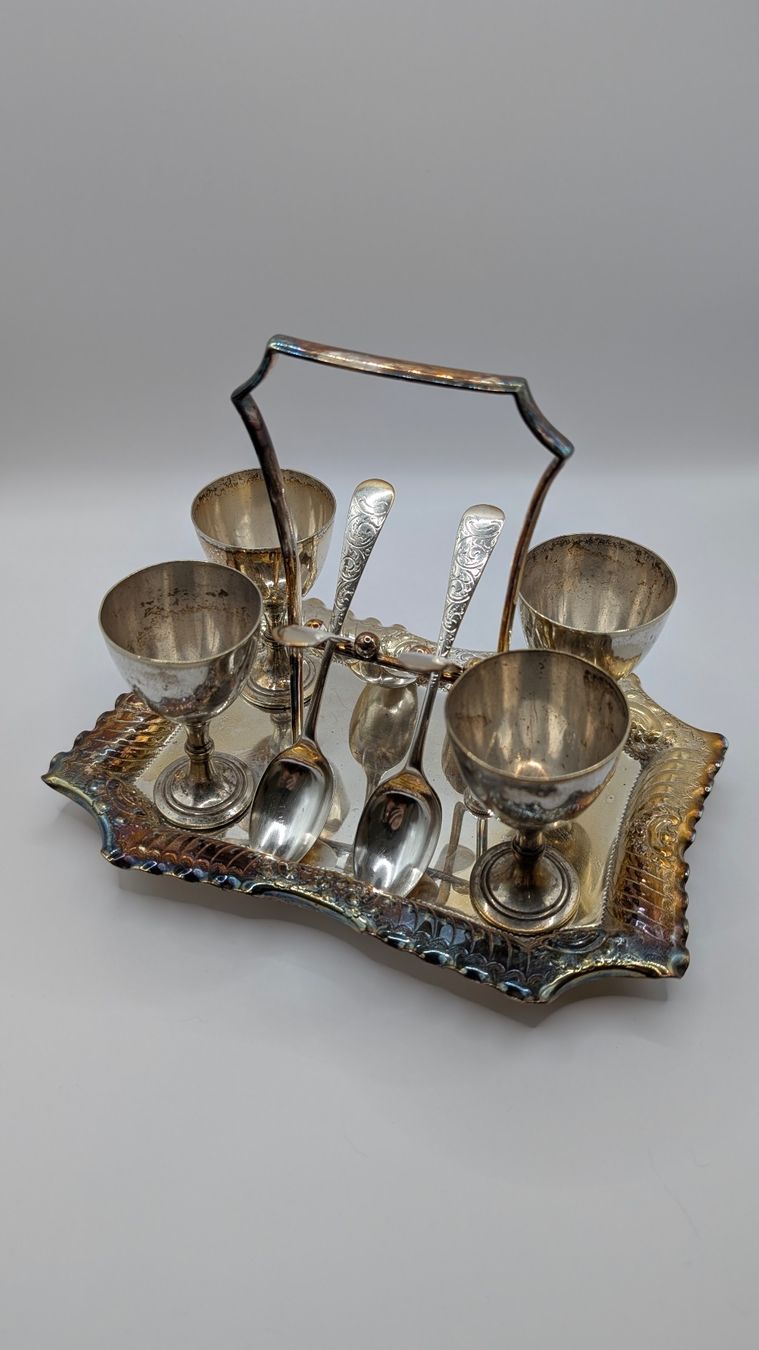 Altre Stoviglie: Antike viktorianische Eier-Menage Silber Maple & Co. 1892 – Usato da Winterthur venduto da gubbi79