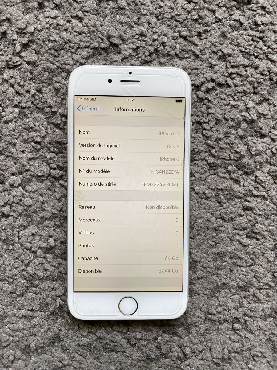 Apple Telefoni cellulari / Smartphones: iPhone 6 Argent 64Go 98% capacité batterie N.17 – Nuovo (secondo la descrizione) da Genève venduto da eth_6qs6 2