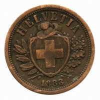 Schweiz / Suisse - 2 Rappen - 1883